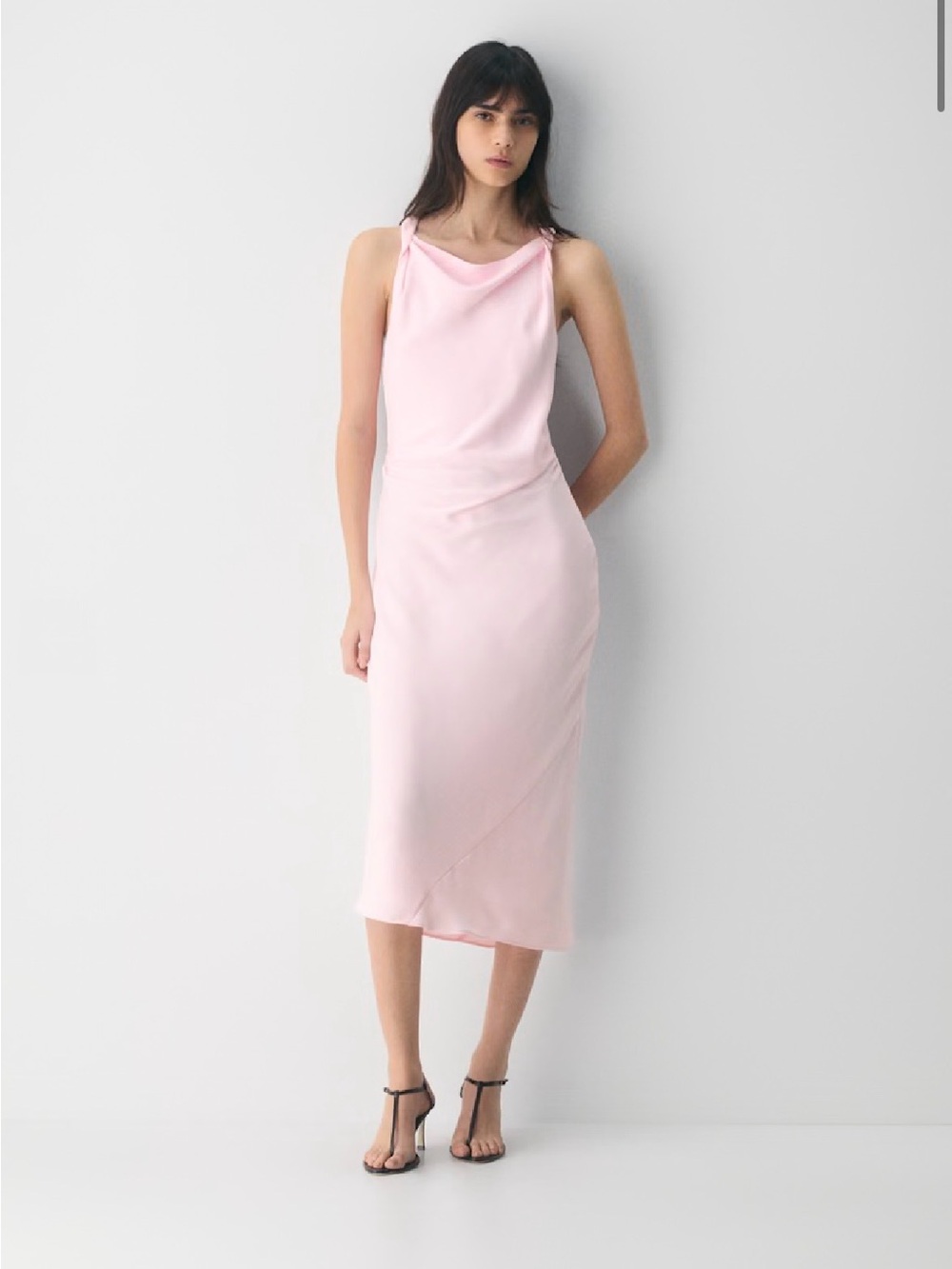 Babaton Account Dress Villa Pink Satin Midi Dress L